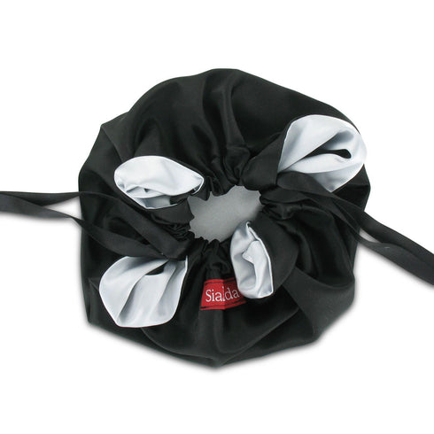 SiaLinda: Pompadour Tasche Argenta weiss-silber  / schwarz, Satin